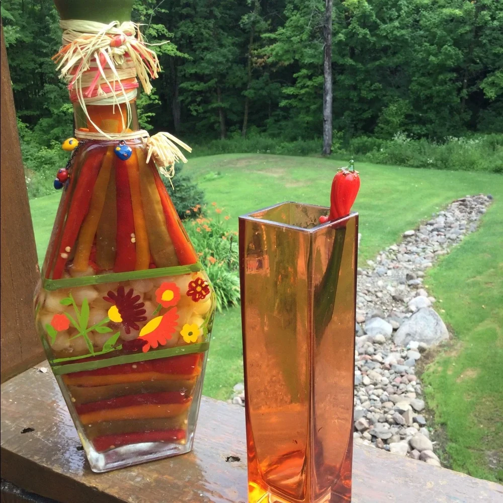🍊 Bud VASE Orange Glass Bud Vase Rectangular  8